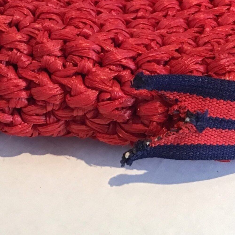 Forsum Woven Red Straw Shoulder Bag 10x8x2 Vintage Nautical Beach Vibes 1950 60s - Picture 6 of 14